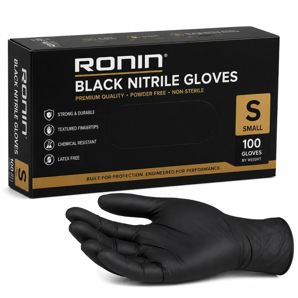 [11020106090007S] RONIN Black Nitrile Gloves Small